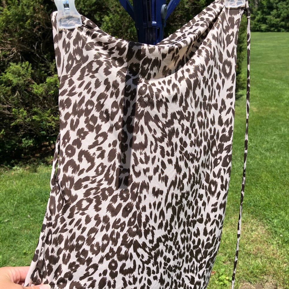 Leopard animal print waterfall top blouse size S